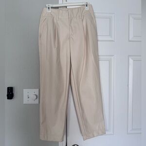 Faux Leather Cream Trousers / Pants Size 2